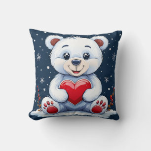 Cojín Decorativo Oso polar de navidad de dibujos animados