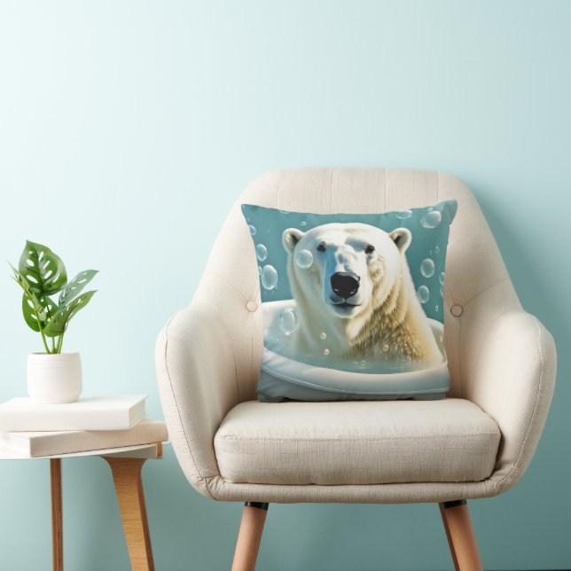 Cojín Decorativo Oso Polar En Baño De Burbujas (Silla)