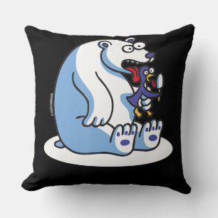 Cojín Decorativo Oso Polar Gracioso Pingüino Crema de Hielo
