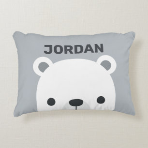 Cojín Decorativo Oso polar pequeño y corto con nombre personalizado