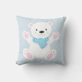 Cojín Decorativo Oso polar Personalizado con escarcha azul