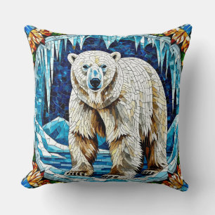 Cojín Decorativo Oso Polar Poderoso En Paisaje Ártico Congelado