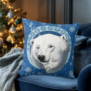 Cojín Decorativo Oso polar Snowflakes Art Nouveau