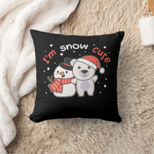 Cojín Decorativo Oso Polar Soy Nieve Cute Snowman Nieve Pun
