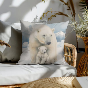 Cojín Decorativo Oso Polar y Cachorro Elegancia Ártica