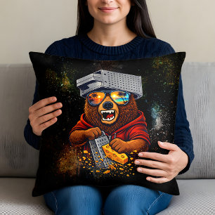 Cojín Decorativo Oso Retro Con Sombrero Rallador De Queso Y Gafas D