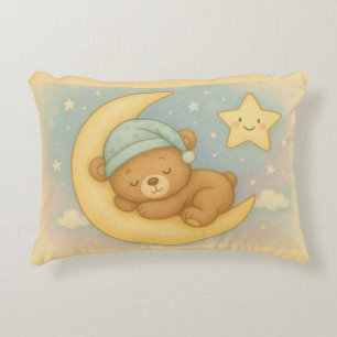 Cojín Decorativo Oso somnoliento en la luna - Pizarra suave para be