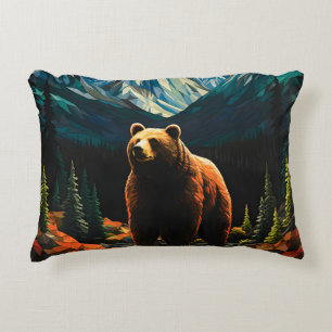 Cojín Decorativo Oso Sunset de la Montaña de la Vida Silvestre de V