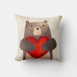 Cojín Decorativo Oso Súper Adorable con un corazón San Valentín/Nur