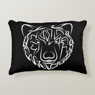 Cojín Decorativo Oso tribal blanco y negro