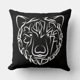 Cojín Decorativo Oso tribal blanco y negro