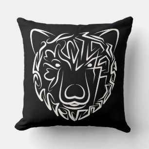 Cojín Decorativo Oso tribal blanco y negro