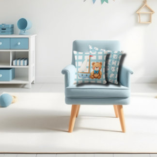 Cojín Decorativo Oso y anclas náuticos