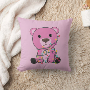 Cojín Decorativo Osos coloridos Feliz Navidad Animales de Invierno