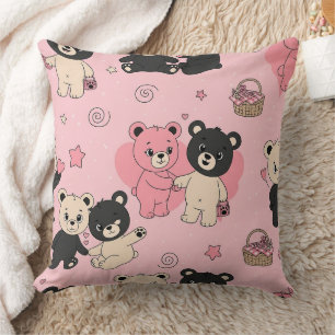 Cojín Decorativo Osos de peluche con Corazones y Rosados - San Vale