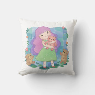 Cojín Decorativo Osos de peluche y Ilustracion Chica