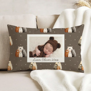 Cojín Decorativo Osos Marrones De Bosque Patrón Foto Personalizada 