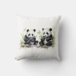 Cojín Decorativo Osos Panda de color de agua