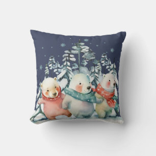 Cojín Decorativo Osos polares adorables de acuarela