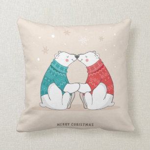 Cojín Decorativo Osos polares del navidad beige lindo