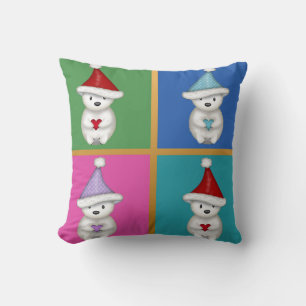 Cojín Decorativo Osos Polares Lindos Diseño Navideño Colorido