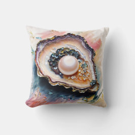 Cojín Decorativo Ostión Con Pintura De Perla