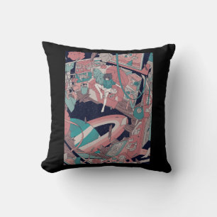 Cojín Decorativo Otaku japonés, Chica Lofi estético de Anime Retro