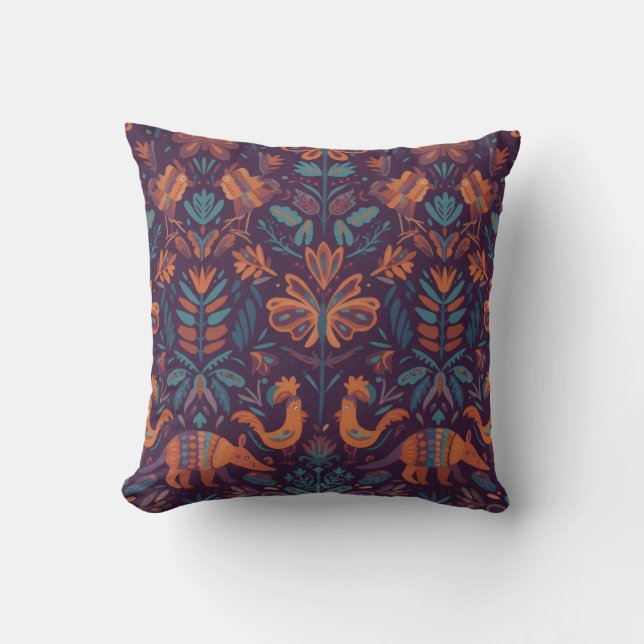 Cojín Decorativo Otomi Mexican Decorative Throw Pillow (Anverso)
