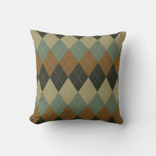 Cojín Decorativo Otoño argelino: Moda Rhombus marrón-verde
