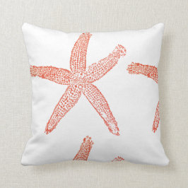 Cojín Decorativo Otoño Blanco Naranja Starfish Coastal Beach
