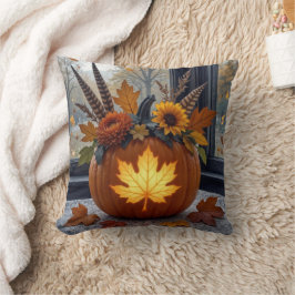 Cojín Decorativo Otoño Bouquet en una calabaza Naranja