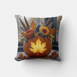 Cojín Decorativo Otoño Bouquet en una calabaza Naranja