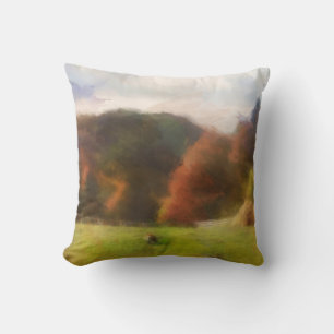 Cojín Decorativo Otoño Con Fox De Montaña Y Acuarela Haystack
