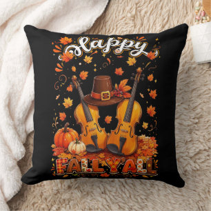 Cojín Decorativo Otoño de Acción de Gracias para Todos Violín Hojas