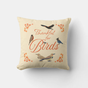 Cojín Decorativo Otoño de observador de aves Agradecido por las ave