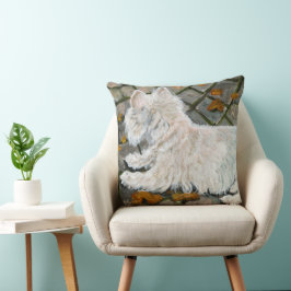 Cojín Decorativo Otoño deja a Westie en patio