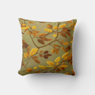 Cojín Decorativo Otoño Dorado: Un Patrón de Hoja 3D Perfecto
