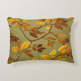 Cojín Decorativo Otoño Dorado: Un patrón de hojas 3D sin foco