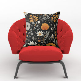 Cojín Decorativo Otoño Elegante Sale Patrón Floral Negro