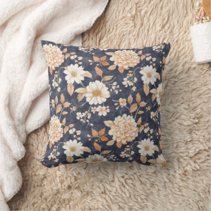 Cojín Decorativo Otoño Granja Caída Arrojar Floral Azul