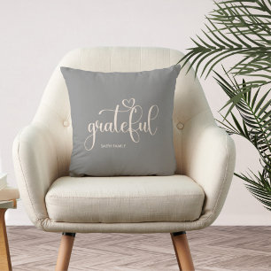 Cojín Decorativo Otoño Gris Personalizado Agradecido