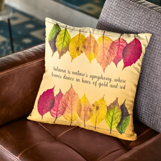 Cojín Decorativo Otoño Hojas de Otoño Sinfonía Marrón Amarillo Rojo