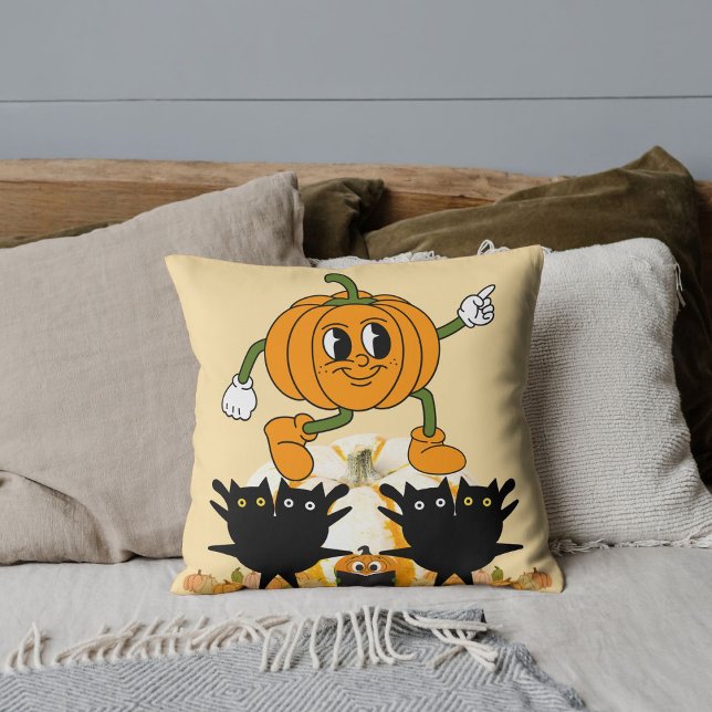 Cojín Decorativo Otoño otoño Halloween Calabaza de gato negro decor (Subido por el creador)