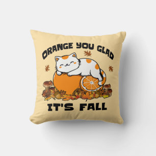 Cojín Decorativo Otoño te deja Naranja, te alegro de que sea un gat