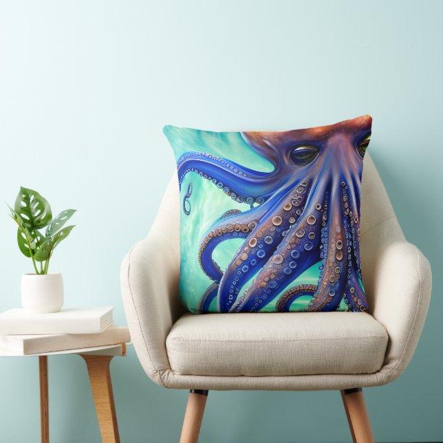 Cojín Decorativo Otopus ondulado Blue Ocean Wave Pop Art (Silla)