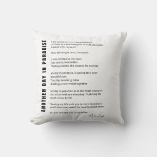 Cojín Decorativo Otro día en el paraíso poema arte blanco negro