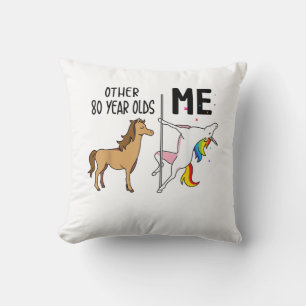 Cojín Decorativo Otro regalo de cumpleaños de 80 años de unicornio