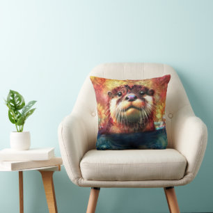 Cojín Decorativo Otter Abstract Naranja floral Verde azulado ortebr