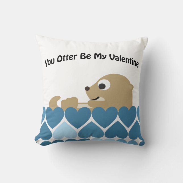 Cojín Decorativo Otter Be my Valentine with Hearts (Anverso)