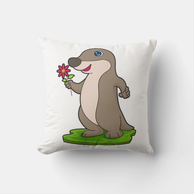 Cojín Decorativo Otter con flor (Anverso)